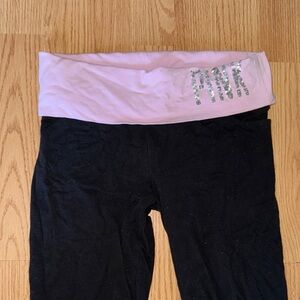 PINK Victoria's Secret Light Pink and Black Leggings